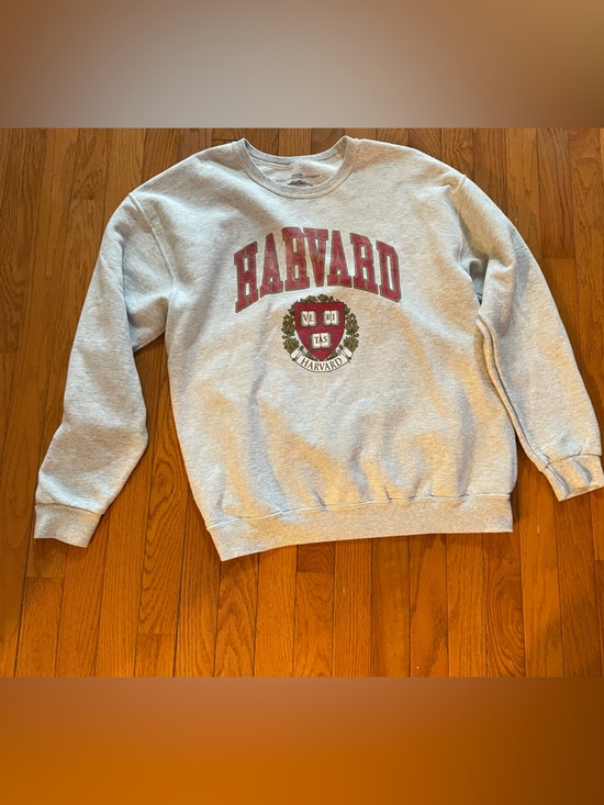 Harvard Tops - Harvard Crewneck Sweatshirt in Light Gray with Crimson Logo